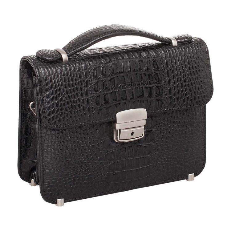 Барсетка мужская из кожи под рептилию Foxcote Black Caiman