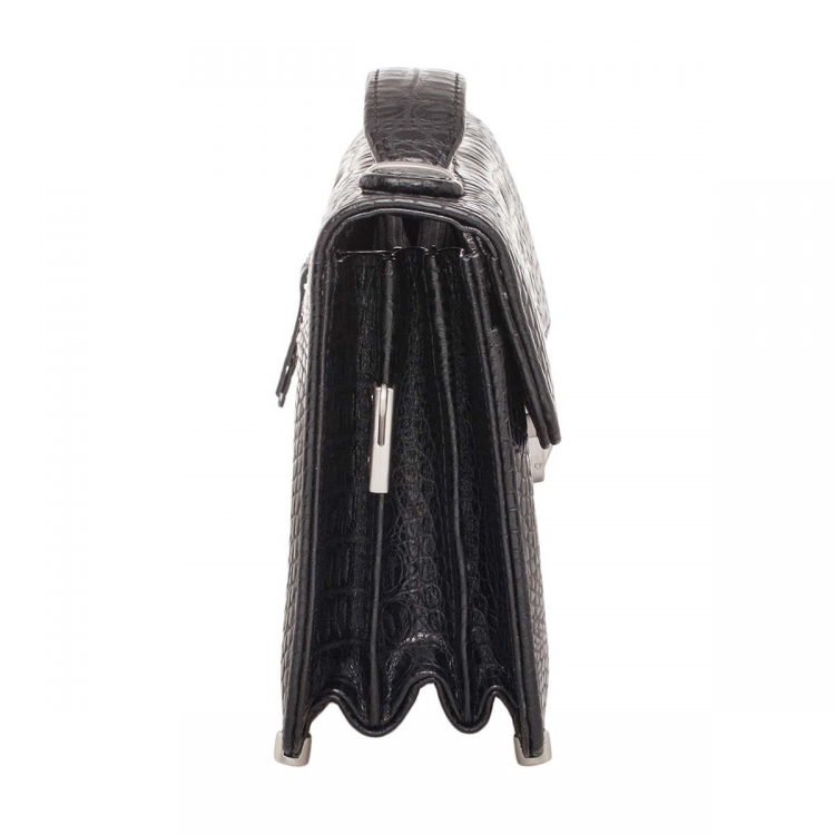 Барсетка мужская из кожи под рептилию Foxcote Black Caiman