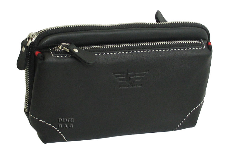 Кожаная мужская барсетка с короткой ручкой  IP Collection 80118-741