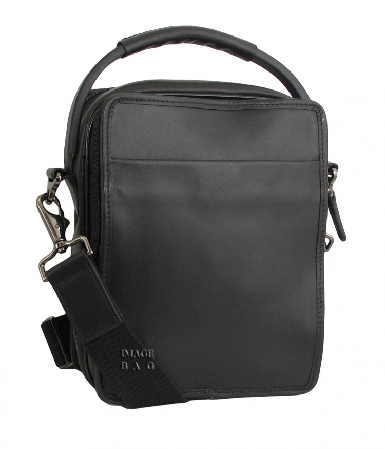 Кожаная мужская сумка с короткой ручкой IP Collection 8008-5 black-1