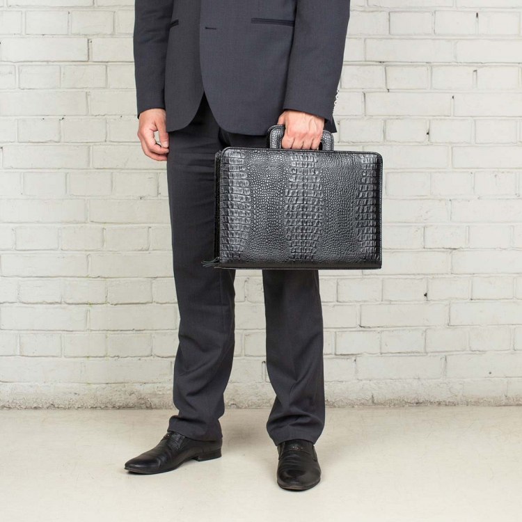 Папка для документов кожаная Elton Black Caiman