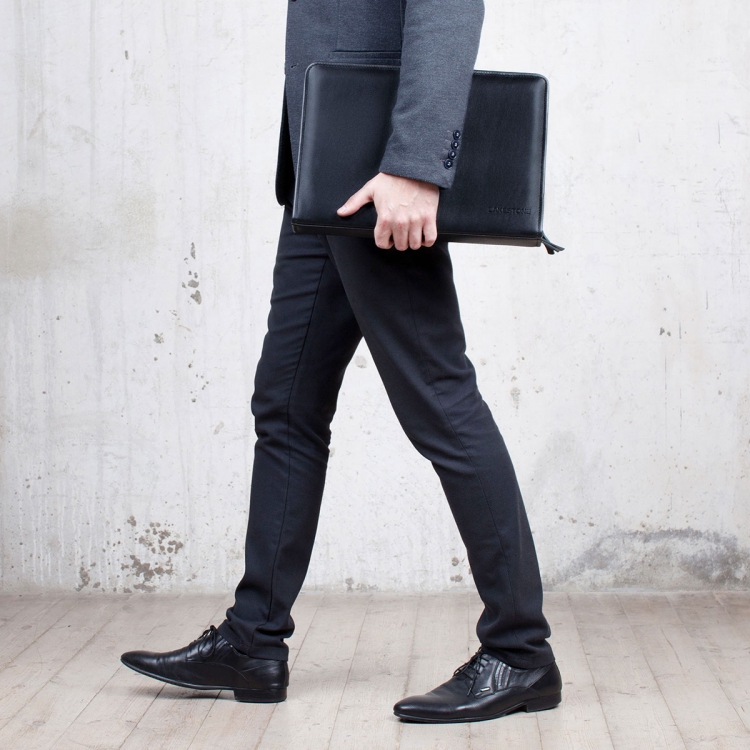 Папка для документов натуральная кожа Elton Black