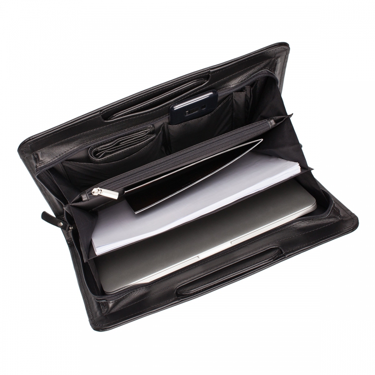 Папка для документов натуральная кожа Elton Black