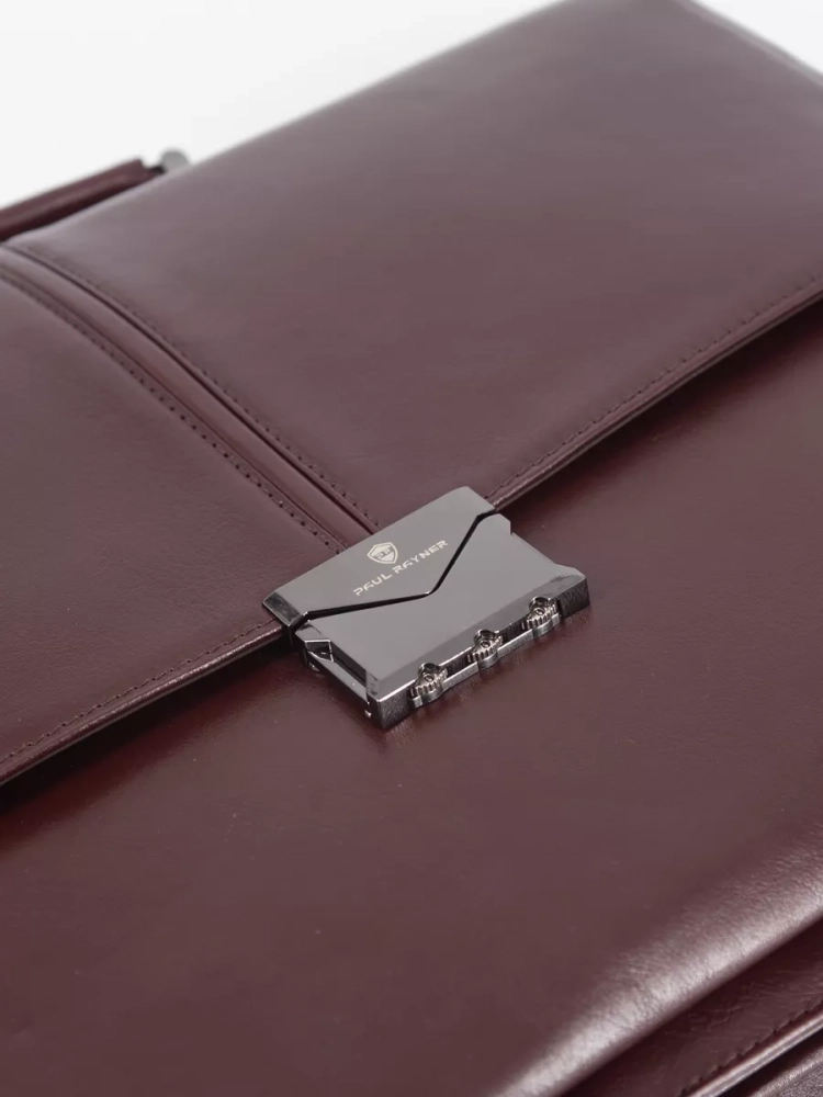 Деловой мужской кожаный портфель для документов и ноутбука с кодовым замком Paul Rayner 1-9504-1