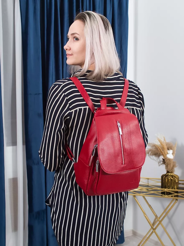 Рюкзак женский кожаный Paul Rayner красный 1031