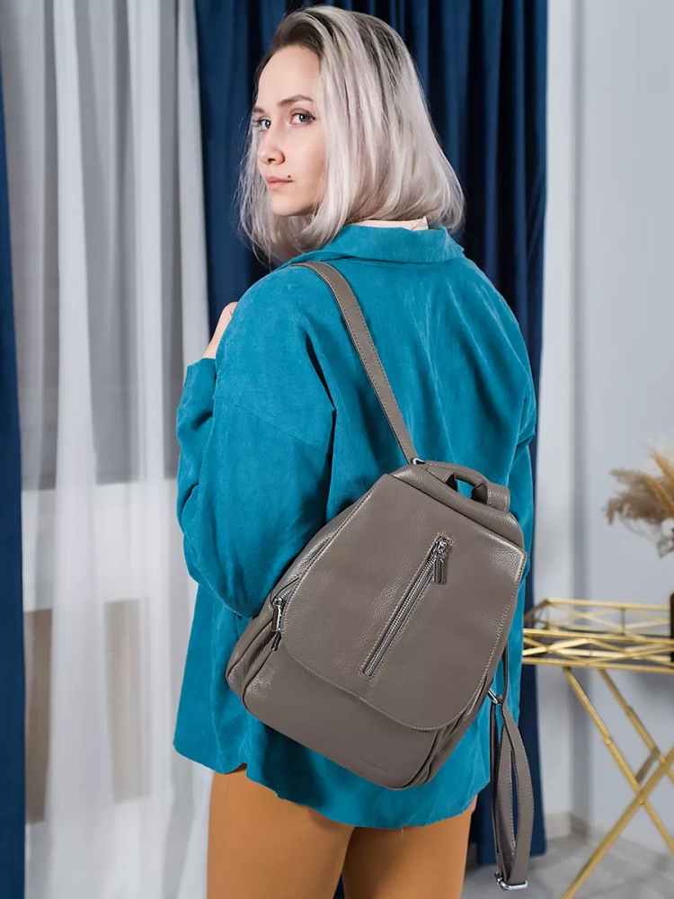 Рюкзак женский кожаный Paul Rayner серый 1031 