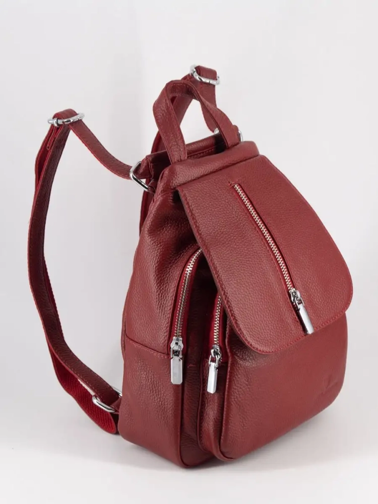 Рюкзак женский кожаный маленький Paul Rayner красный 1031-1