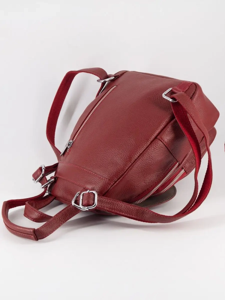 Рюкзак женский кожаный маленький Paul Rayner красный 1031-1