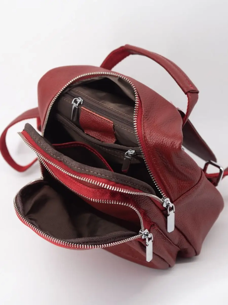 Рюкзак женский кожаный маленький Paul Rayner красный 1031-1
