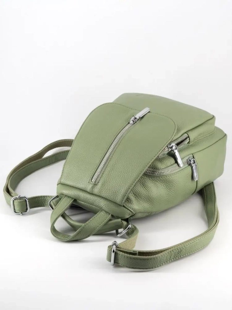 Рюкзак женский кожаный маленький Paul Rayner фисташковый 1031-1