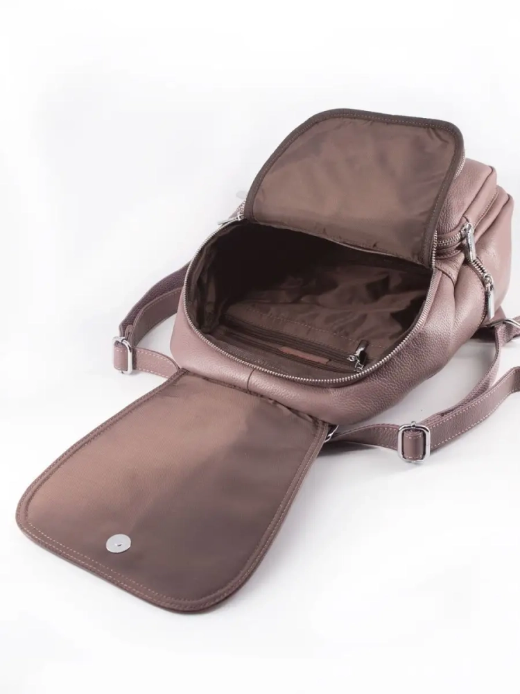 Женский кожаный городской рюкзак PR розовый 1029