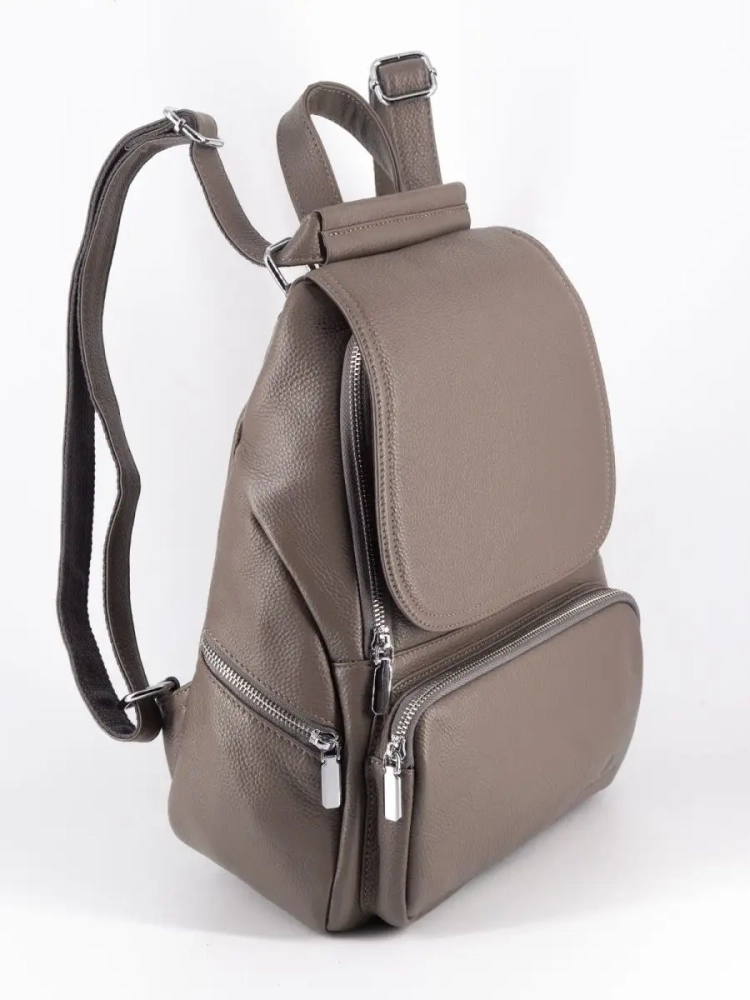 Женский кожаный городской рюкзак PR серый 1029