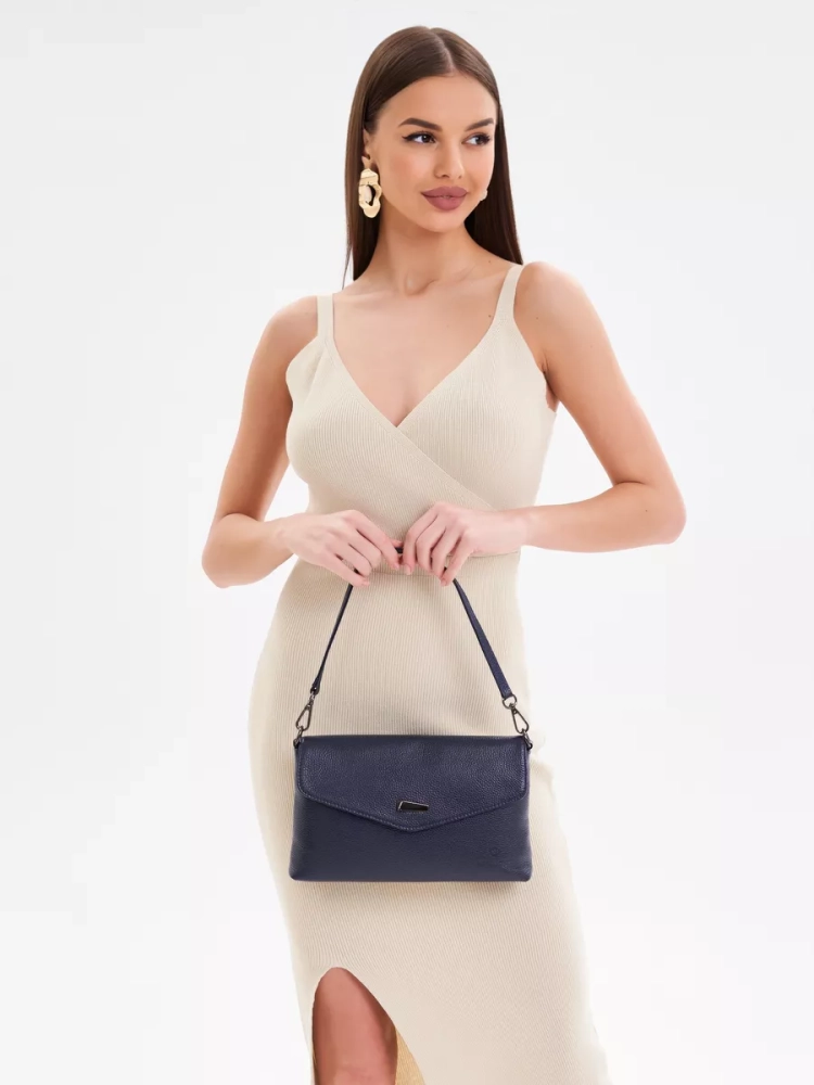 Клатч женский кожаный синий 8819