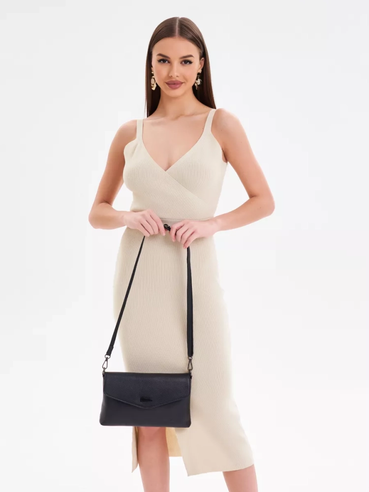 Клатч женский кожаный черный 8819