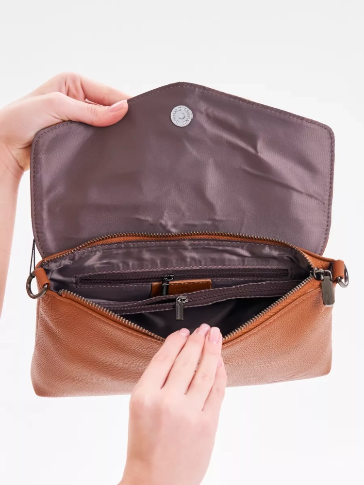 Клатч женский кожаный коричневый 8819